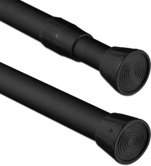 relaxdays Duschvorhangstange Schwarze Teleskopstange Edelstahl, Edelstahl, 130 - 220 cm