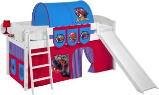 Lilokids 'Ida 4105' Spielbett 90 x 200 cm, Spiderman, Kiefer massiv, mit Rutsche und Vorhang