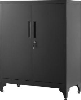 Songmics Aktenschrank, Mehrzweckschrank, Büroschrank mit 2 Türen, Stahl, Schwarz, 40 x 80 x 90 cm