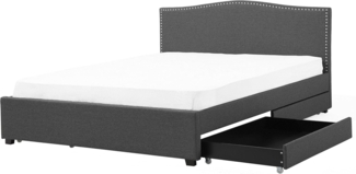 Polsterbett 'MONTPELLIER' Grau 160x200 cm mit Schubladen