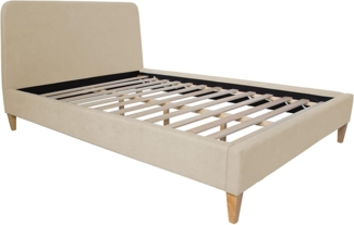 Polsterbett Doppelbett Stoffbett Bettgestell 140 x 200 Bett Beige