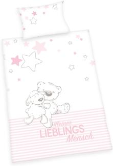 Baby Best Babybettwäsche Kleiner Lieblingsmensch, Flanell, mit niedlichem Teddy-Motiv und Schriftzug