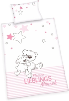 Baby Best Babybettwäsche Kleiner Lieblingsmensch, Flanell, mit niedlichem Teddy-Motiv und Schriftzug