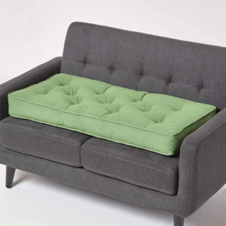 Homescapes Sitzkissen Sitzauflage für Zweisitzer-Sofa 100 x 48 cm – dickes Sitzkissen grün