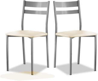 ASTIMESA Zwei Küchenstühle, Rückenlehne, Streifen, Beige