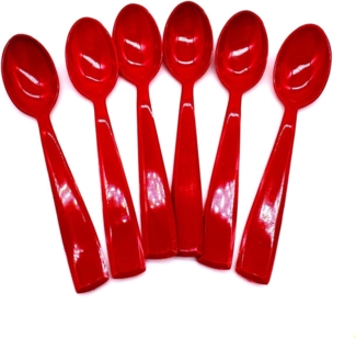 Kimmel Mokkalöffel Kinderlöffel Espressolöffel klein 6 Stück, Kunststoff, Rot
