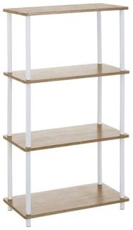 Bodenregal mit 4 Einlegeböden aus MDF und Metall in Natur und Weiß