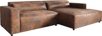 Eckcouch Brom 270x150 cm Lederimitat Braun Recamiere rechts
