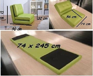 Artdeco Schlafsessel Kunstleder groß, hellblau mit weißem Saum