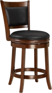 Ball & Cast Drehbarer Tresen Höhe Barhocker, Holzrahmen Küche Insel Hocker-Stuhl, 24in gepolsterte Barhocker mit Rückenlehne & Fußstütze, Cappuccino