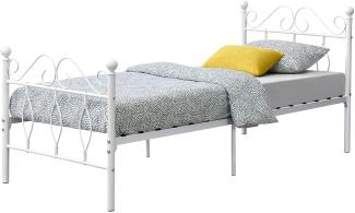 Metallbett Abolda 90x200 cm bis 200kg Weiß en. casa