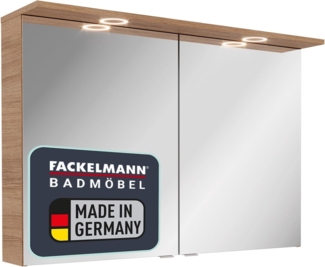 FACKELMANN VITA LED Spiegelschrank 100 cm breit, Braun hell