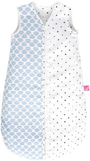 Babyschlafsack Sommer aus Baumwollmusselin von Motherhood - kuscheliger Babyschlafsack Öko Tex Standard, Klasse 1, Größe: 6-18 Monate, Schiffe blau