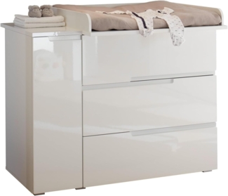 PREISBRECHER Wickelkommode Spice, in Weiß / Weiß Hochglanz - 120 x 102 x 80 (BxHxT)