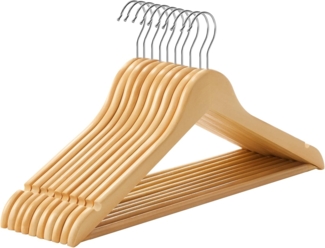 SONGMICS Kleiderbügel CRW03W10/001-10, Anzugbügel aus Massivholz, Jackenbügel, aus Holz, 10er Set