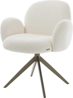 Drehstuhl Nube-Flex mit Armlehnen Bouclé Weiß Kreuzgestell breit Effektfinish Titan 360° drehbar Wippfunktion Taschenfederkern