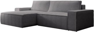 Vente-unique - Ecksofa mit Schlaffunktion - Ecke links - grob gerippter Cord - Anthrazitgrau - AMELIA