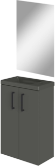 Baikal Badezimmerschrank, einfarbig, 2 Türen, mit Griff, hängend, inkl. Keramikwaschbecken, 20 cm, montiertes Möbelstück, Waschbecken mit Spiegel, 40 cm, Azier