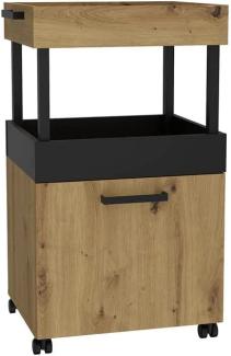 FORTE Home Bar Barschrank mit Rollen, Holzwerkstoff, Braun/Schwarz, 50,2 x 88,5 x 41 cm