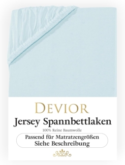 Devior Spannbettlaken für Standardmatratzen und Kinderbetten - 100% Baumwolle, 135 g/m², Jersey, Gummizug: Rundumgummizug, Anti-Statisches, atmungsaktives Laken mit Einlaufschutz - 90 x 200 cm