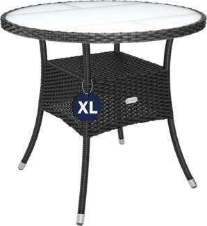CASARIA® Polyrattan Balkontisch Beistelltisch Rund Ø 80cm Schwarz
