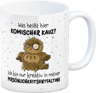 speecheese Tasse Eule Kaffeebecher mit Spruch Kreativ statt komischer Kauz