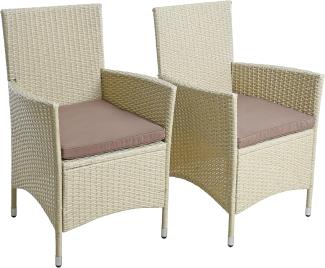 Rattan Gartensessel Polyrattan Stuhl 2er Set Gartenstuhl Garten Sessel Beige