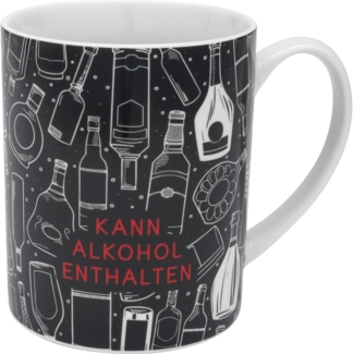 GRUSS & CO XL-Tasse Motiv "Kein Alkohol enthalten" | lustige Kaffeetasse, Porzellan, großer Becher 60 cl | Männergeschenk, Partygeschenk | 48967