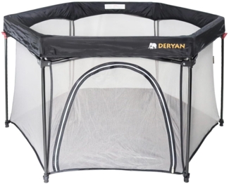 437046 DERYAN Tragbarer Laufstall 135 x 135 x 75 cm Schwarz