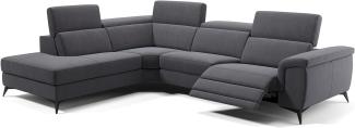 Sofanella Ecksofa AMARO Sofalandschaft Funktionssofa Stoff in Dunkelgrau S: 286 Breite x 108 Tiefe