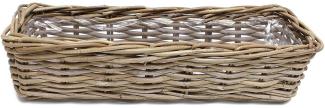 Rattan Pflanzkasten "Koboo Grey" 60 cm lang, grau, Balkonkasten, Blumenkasten für Draußen, Pflanzgefäß