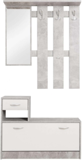 Esidra Dmora - Armadio multiuso Sillano, Mobile multifunzione portascope, Guardaroba a 3 ante, 116x35h190 cm, Bianco