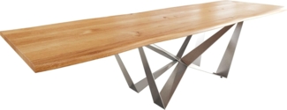 Esstisch Edge 300x100x4 Eiche Natur Spider Flachstahl Edelstahl Live-Edge