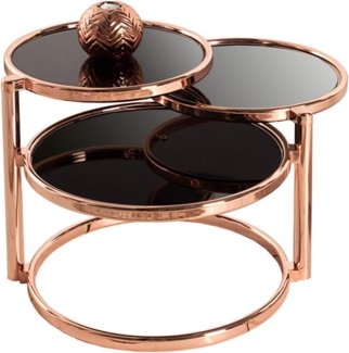 riess-ambiente Couchtisch ART DECO III 155cm kupfer / schwarz (Einzelartikel, 1-St), Wohnzimmer · Glasplatte · Metall verchromt · 3 Ebenen · rund · Design