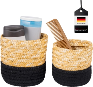 bremermann Aufbewahrungskorb Aufbewahrungskörbe 2er Set, Baumwolle/Strohgeflecht Ø12,5 & Ø14,5 cm