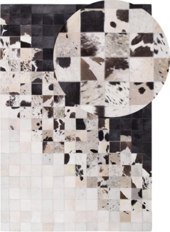 Teppich Kuhfell weiß / schwarz 140x200 cm Patchwork Kurzflor KEMAH