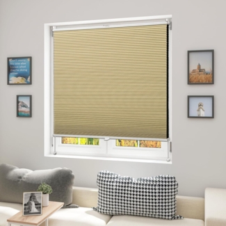 WOLTU Wabenplissee ohne Bohren Verdunklung Thermo Doppelplissee Klemmfix Zweifarbig 70x120 cm Beige-Weiß, Plissee Faltrollo Sonnen-, Sicht- & Schallschutz, Jalousie Plisseerollo für Fenster & Tür