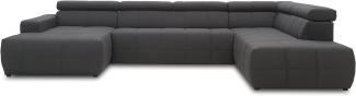 DOMO. collection Brandon Sofa, Wohnlandschaft mit Rückenfunktion in U-Form, Polsterecke Eckgarnitur Polstergarnitur, dunkelgrau, 228 x 359 x 175 cm