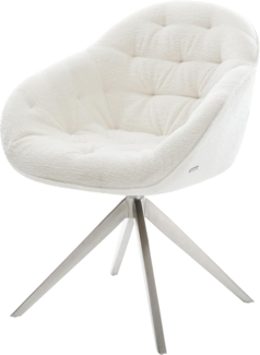 Drehstuhl Gaio-Flex Bouclé Soft Beige Kreuzgestell breit Edelstahl 360° drehbar Wippfunktion