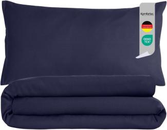 Komfortec Premium Bettwäsche 135x200 mit 1 Kissenbezug 40x80 cm Set aus Gebürstetes Mikrofaser - DunkelBlau