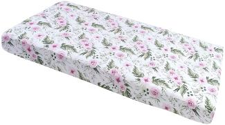 Spannbettlaken Spannbetttuch 60x120 cm 100% Baumwolle Baby Bettwäsche Medi Partners Babymatratze Schlafsack Kinderbett Babybett (Pinke Blumen)