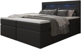 Boxspringbett Reposito mit LED, USB und Stauraum 160x200 Schwarz H2 (bis 70kg)