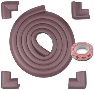 Kantenschutz Schaumstoff von Fairy Baby | Kantenschutz Eckenschutz | Kantenschutz Kinder Schwarz, Grau, Sahne, Braun | für Tische, Platten, Kommode (4M, Braun)
