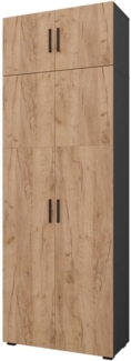 Vicco Mehrzweckschrank Anthrazit/Goldkraft Eiche 80x223.8 cm mit Schrankaufsatz, Ingo