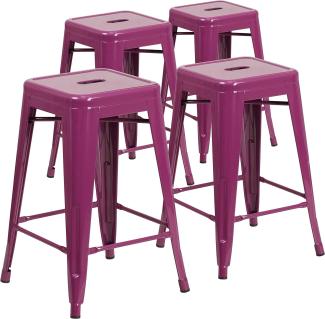 Flash Furniture Bunter Hocker aus Metall für Restaurants, Kunststoff, Eisen, violett, 4er-Packung