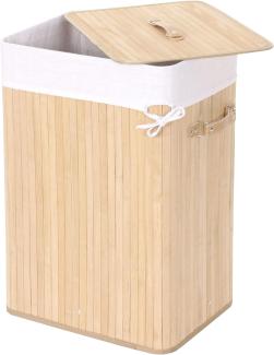 Wäschekorb HWC-C21, Laundry Wäschebox Wäschesammler Wäschebehälter Wäschetonne, Bambus 61x43x32cm 70l ~ naturfarben