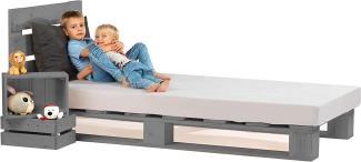 sunnypillow 100x200 cm Palettenbett mit Kopfteil Grau Massivholzbett Bett aus Paletten Palettenmöbel Fichte europalette Anthrazit Grau 80 90 100 120 140 160 180 200 220 240x200 cm