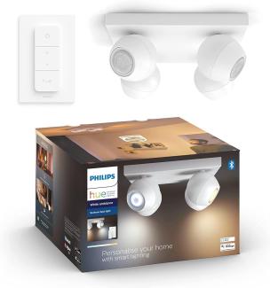 Philips Hue Buckram Quadruple Spotlight - White - With Dimmer Switch