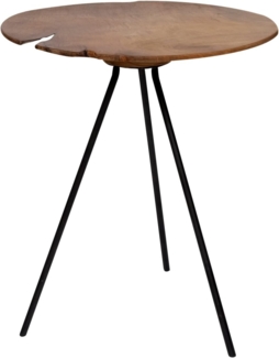 Beistelltisch Teakholz Beisteller Dreibeintisch Teak Holztisch Metall