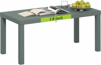 Furinno Classic Couchtisch, moderner rechteckiger Couchtisch mit 1.8" Dicker Tischplatte, Beistelltisch fürs Wohnzimmer, Homeoffice, Salbeigrün
